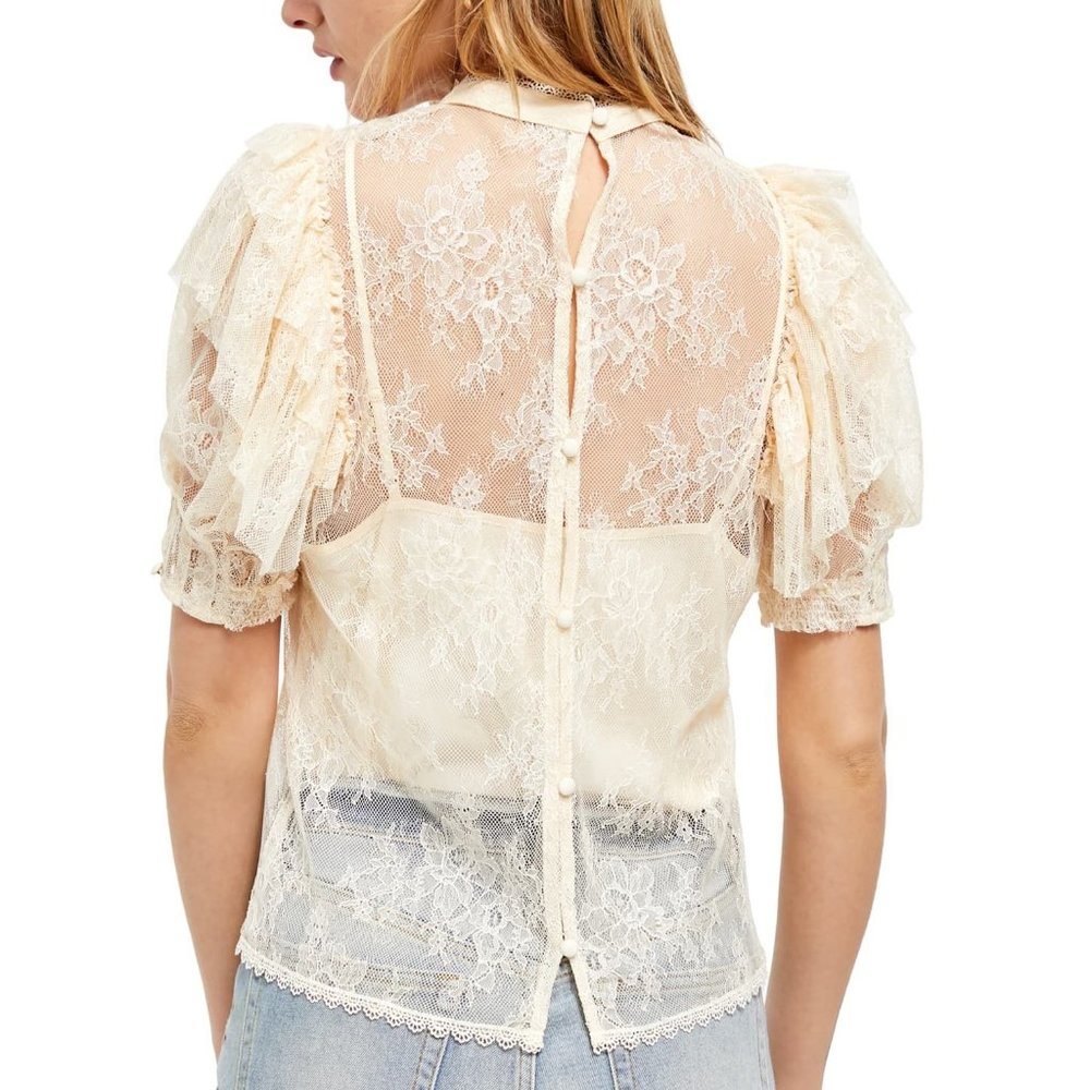 NEW Free People Secret Admirer Lace Blouse Top $98 - Picture 4 of 10